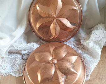 Copper pudding molds, old copper molds, old copper forms, copper forms, copper cookware, vintage italian copper cookware, copper cookware