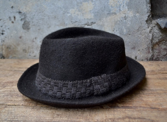 Vintage wool hat, felted fedora hat, pure wool fed