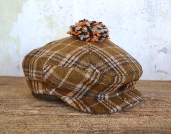 Vintage kids wool hat, wool newsboy hat, kids news