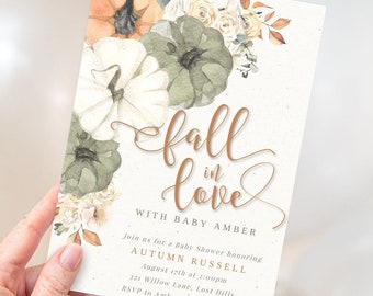 Fall Baby Shower Invitation | Pumpkin Baby Shower Invite Template | Autumn Baby Shower Theme | Editable and Printable | DIY Digital Download