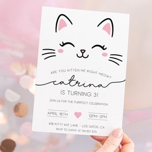 Invito di compleanno per gattini / Invito di compleanno per gattini / Modello stampabile / Invito per festa con gatti / Sei un gattino? / Fai da te / Stampa o testo