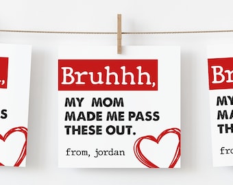 Bruhhh Valentine&#39;s Day Card Template For Kids Classroom Bruh Valentine Card Exchange Editable Valentine Tag Digital Download Party Printable