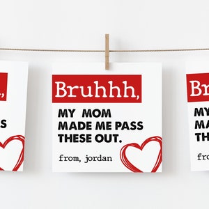 Bruhhh Valentine's Day Card Template | Tween Classroom Valentine Card Exchange | Personalized Valentine Tag Digital Download Party Printable