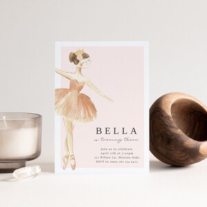 Ballerina Birthday Invitation, Ballet Birthday Party Invite, Editable Digital Template, Ballerina Party Invitation, Girls Watercolor Invite