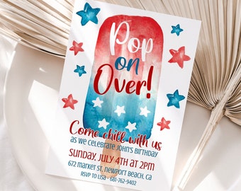 Patriotic Birthday Invitation | 4th of July Invitation | Fourth of July Invite | American BBQ | Block Party | DIY Editable Template
