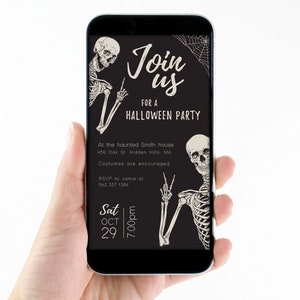 Digital Halloween Party Invitation | Halloween Invitation Template | Skeleton Invite | Electronic Halloween Invitation | Digital Evite