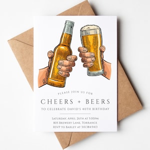 Volwassen verjaardagsuitnodiging Cheers and Beers uitnodigen bier uitnodiging bewerkbare verjaardagsuitnodiging voor mannen volwassen brouwerij uitnodigen digitale download