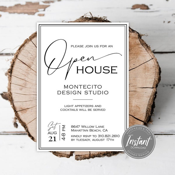 Open House Invitation Template | Mixer Invite | Small Business Marketing | Grand Opening | Print or Post | Editable | Digital Download
