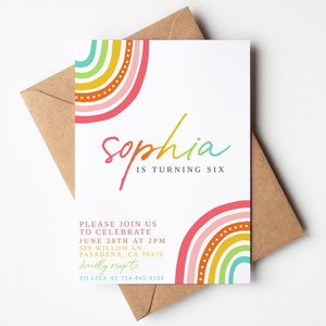 Rainbow Birthday Invitation | Editable Rainbow Invite | Rainbow Invitation Template | Colorful Party | Any Age | DIY Digital | Print or Text