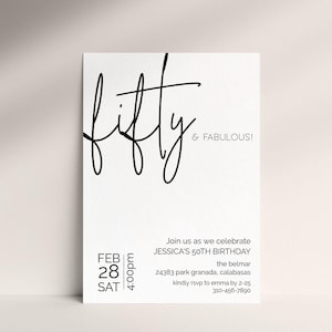 50th Birthday Invitation | Fifty & Fabulous Invitation Editable Template | 50th Birthday Invite | Adult Party Invitation Digital Download