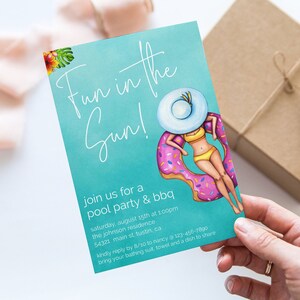 Pool Party Invitation Template, Editable Fun in the Sun Invite, Summer Birthday, Poolside Swim Party, Summer BBQ, Swimming, Instant Download