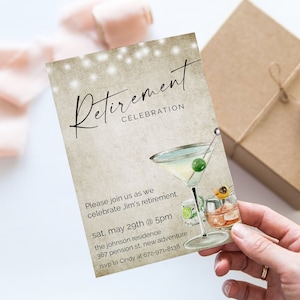 Retirement Party Invitation Template, Retirement Celebration, Editable Printable, Retirement Dinner, Cocktail Party, Instant Download