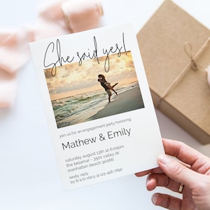 Engagement Party Invitation Template, Engagement Announcement, Photo Invite, Printable Digital Invitations, DIY Wedding, Print, Email, Text