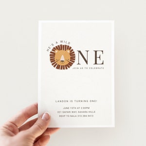 Lion 1st Birthday invitation Template Safari First Birthday Jungle Birthday 1st Birthday Lion Printable Birthday Invite Wild One Invitation