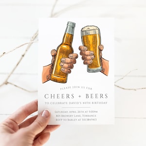 Adult Birthday Invitation Cheers and Beers Invite Beer Invitation Editable Birthday Invitation for Men Adult Brewery Invite Digital Download