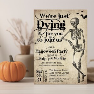 Halloween Party Invitation Template, Halloween Invitation, Skeleton Halloween Invite for Adults, Editable Printable Digital Download