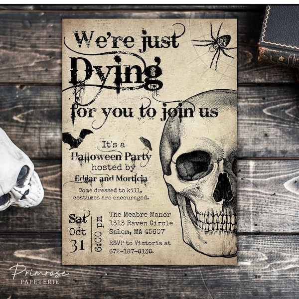 Vintage Halloween Invitation Template, Instant Download, Halloween Party Invitation, Printable Halloween Invite for Adults, Digital Download