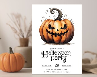 Halloween Party Invitation | Jack-o-Lantern Halloween Invite | Halloween Party Invite | Halloween Costume Party Invite | Halloween Birthday