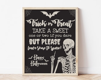 Signo de truco o trato / Signo de truco o trato de Halloween imprimible / Signo de Candy Bowl / Halloween imprimible / Signo de caramelo Descarga digital instantánea