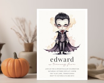 Vampire Birthday Invitation Modern Kid Halloween Party Invitation Vampire Halloween Invite Editable Halloween Birthday Invitation Vamp Party