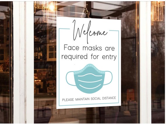 Welcome Please Wear A Mask Sign - Social Distancing Sign - Face Masks Required - Printable Mask Sign - Store, Business, Restaurant, Office Il_570xn