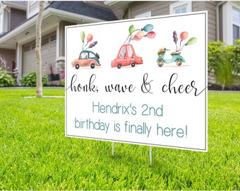 Drive By Birthday Party Sign, Social Distancing Party, Quarantine Birthday, Printable Yard Sign, Car Parade, Custom, Editable, DIY Template