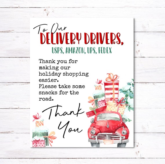 Delivery Driver Sign, Essential Worker Thank You, Snack Basket / Treat Bowl Printable Sign, PDF JPEG Instant Digital Download Il_570xn