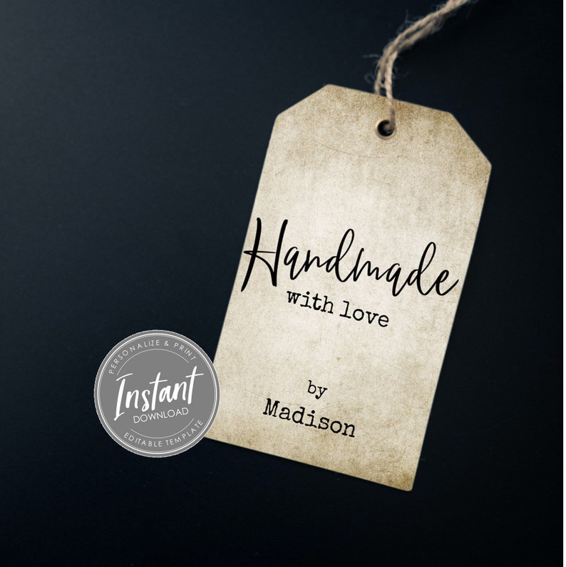 Handmade With Love Tags Printable Editable Craft Tags - Etsy