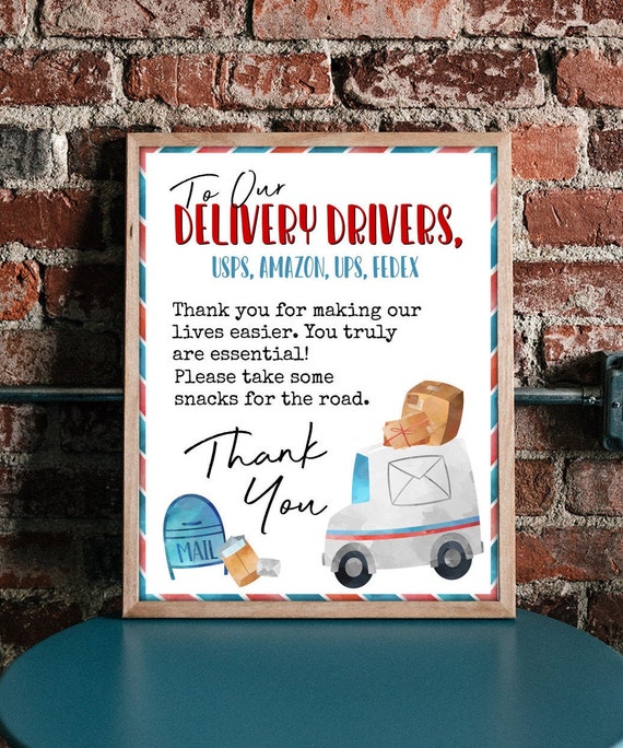 Delivery Driver Sign, Essential Worker Thank You, Snack Basket / Treat