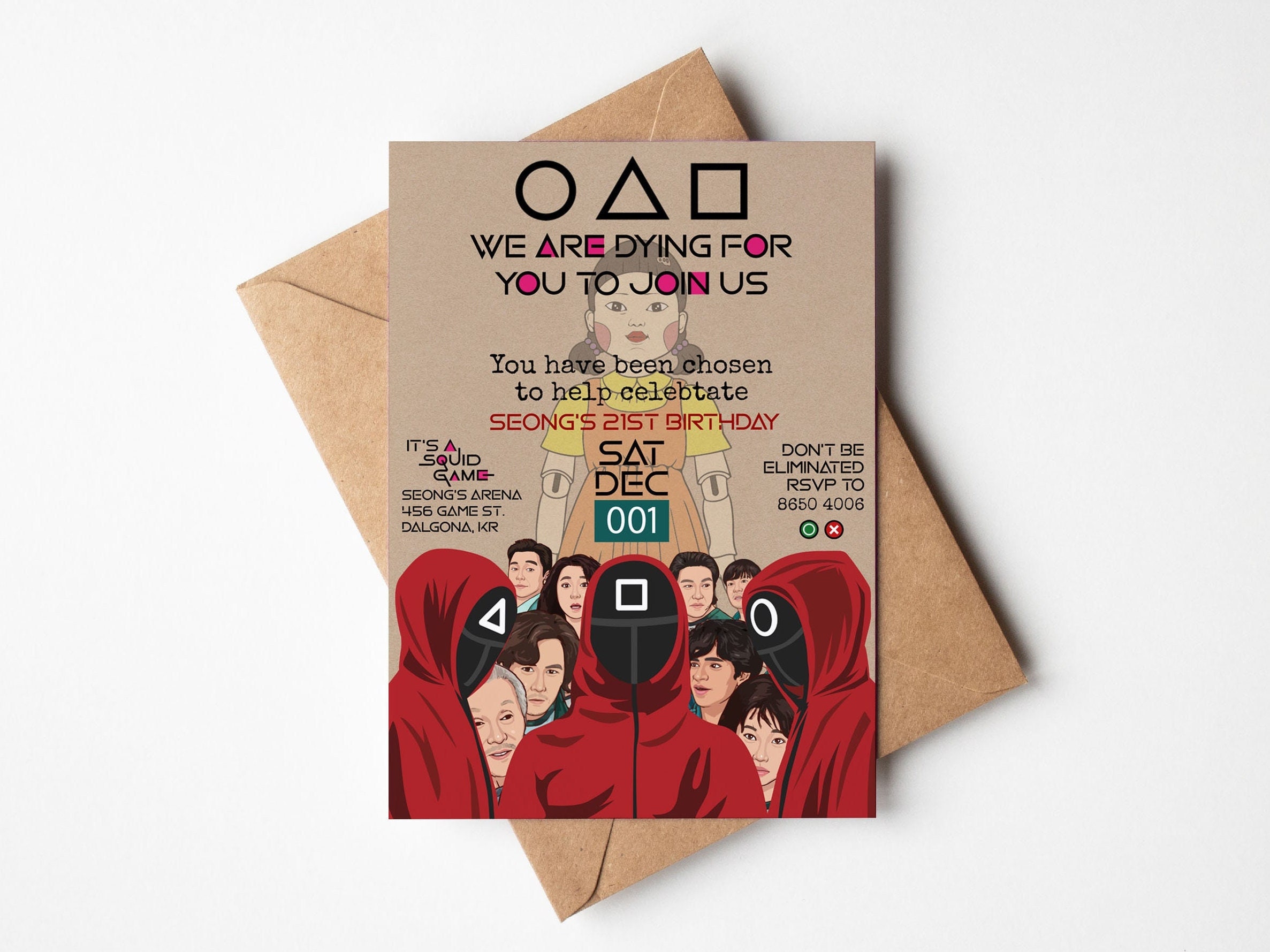 Squid Game Invitation Template Printable Editable Digital - Etsy