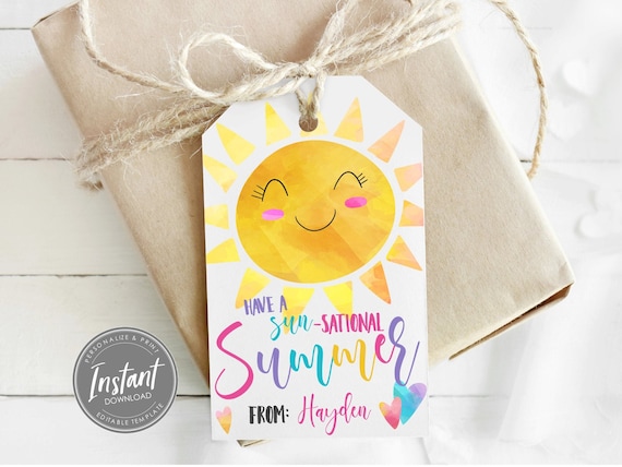 Editable End of School Year Tags, End of School Gift Tags