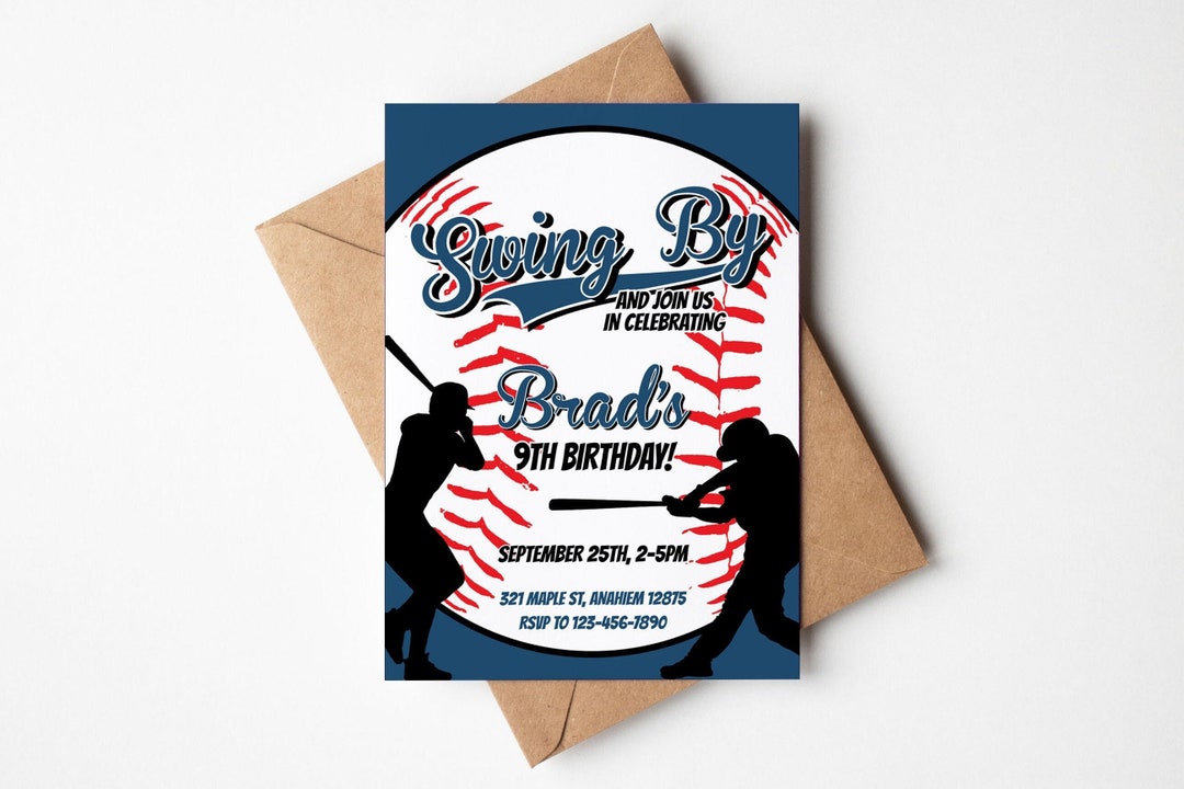 Baseball Birthday Invitation Team Party Template Editable End of Season
