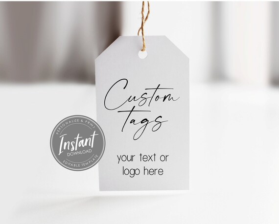 Custom Tag Template Edit, Download, & Print Wedding Thank You Tag.
