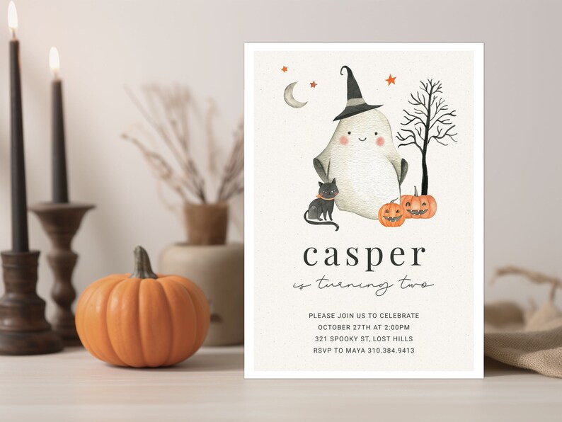 Kids Halloween Birthday Invitation Template | Ghost Halloween Party ...