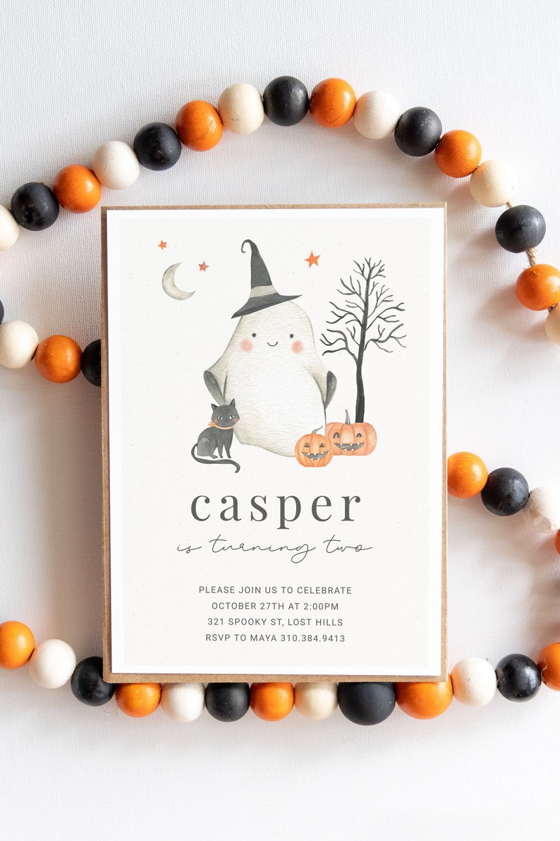Kids Halloween Birthday Invitation Template | Ghost Halloween Party ...