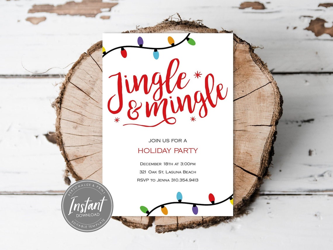 Jingle &amp; Mingle Holiday Party Invitation Christmas - Etsy