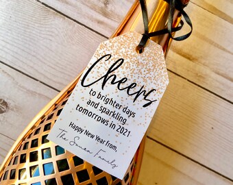 Printable New Year Champagne Tags | Cheers Bottle Tag | Editable New Years Gift Favor Tags | Personalized Gift Tag Template | NYE 2023