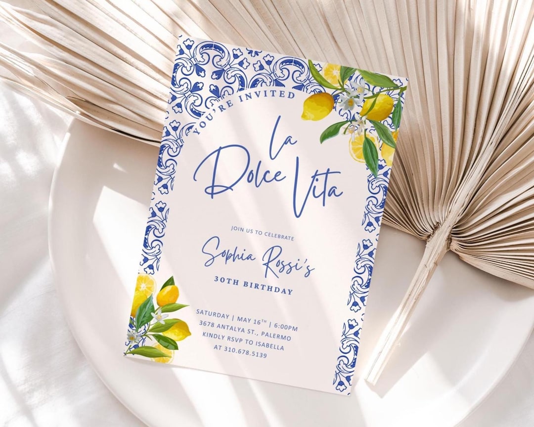 Mediterranean Birthday Party Invitation Amalfi Coast Birthday ...