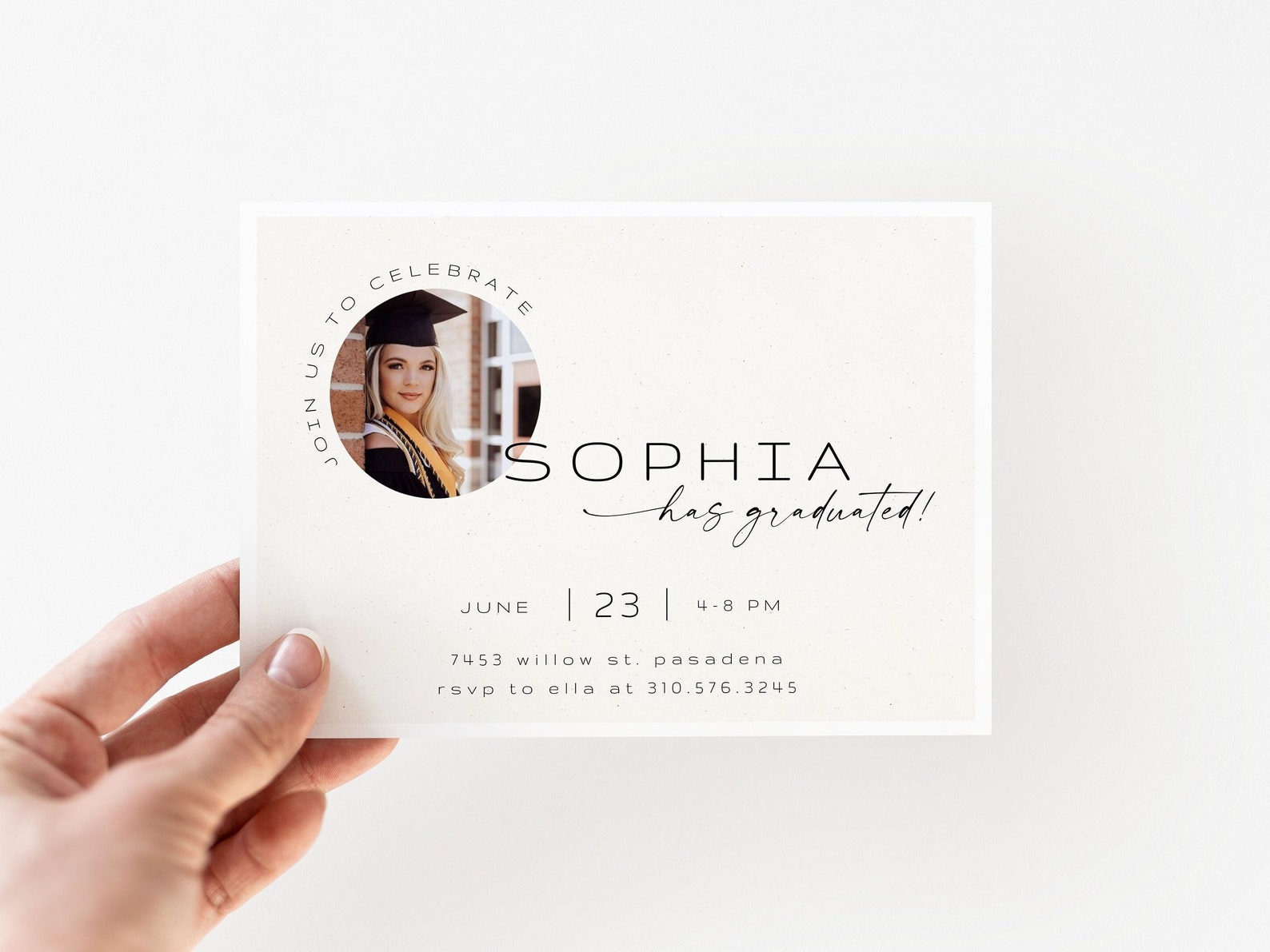 Graduation Photo Invitation Template | Editable Grad Party Invite ...