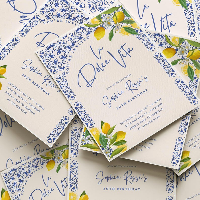 Mediterranean Birthday Party Invitation Amalfi Coast Birthday ...