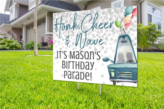 Drive By Birthday Party Sign, Digital File Only, Social Distancing Party, Quarantine Birthday, Printable Yard Sign, Car Parade, DIY Template Il_570xn