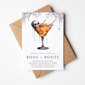 Invito per festa di Halloween / Modello di invito moderno per Halloween / Invito per cocktail party di Halloween / Boos and Booze / Invito digitale immagine 5
