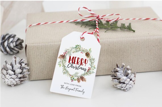 Merry Christmas Tags, Editable Christmas Gift Tags, Personalized Christmas Tags, DIY Holiday Tags, Digital Download Il_570xn