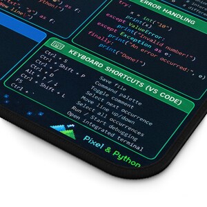 Python Coding Reference Desk Mat | Python Cheat Sheet Mouse Pad | Programmer Gift | Computer Science Student Desk Pad | 12x18 imagen 3