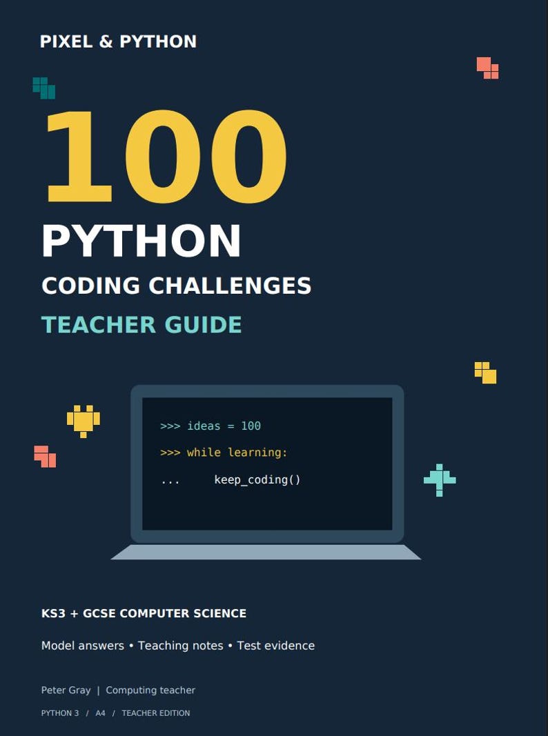 Cuaderno de ejercicios con 100 retos de programación en Python para KS3 y GCSE, hojas de trabajo editables y respuestas para el profesor. imagen 6