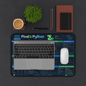 Python Coding Reference Desk Mat | Python Cheat Sheet Mouse Pad | Programmer Gift | Computer Science Student Desk Pad | 12x18 imagen 1