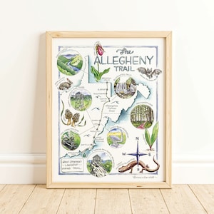Allegheny Trail, West Virginia - Mapa em aquarela