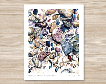 Watercolor Creek Stones of West Virginia Original Art Print