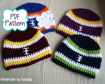 Pattern Only: Crochet Football Hat Pattern, Crochet Pattern, Football Beanie Pattern, Baby Football Hat Pattern, Crochet Pattern