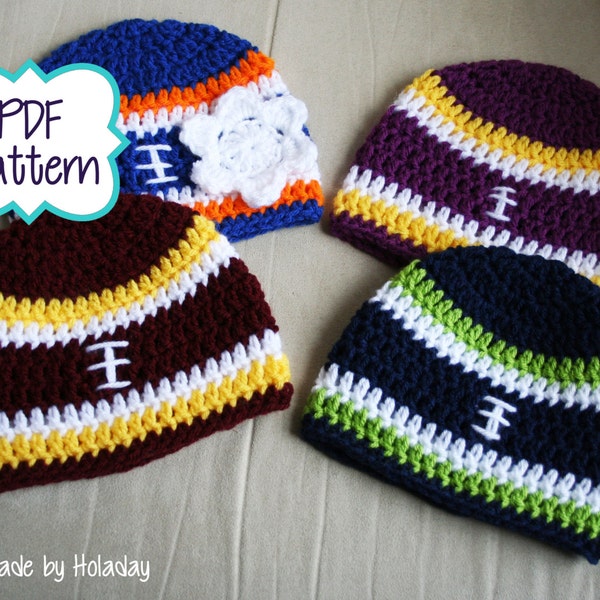 Pattern Only: Crochet Football Hat Pattern, Crochet Pattern, Football Beanie Pattern, Baby Football Hat Pattern, Crochet Pattern